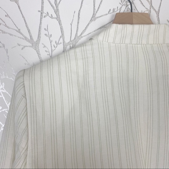 EVAN-PICONE Linen Blend Green Cream Stripe Blazer 1-button Closure 12 - Picture 6 of 11